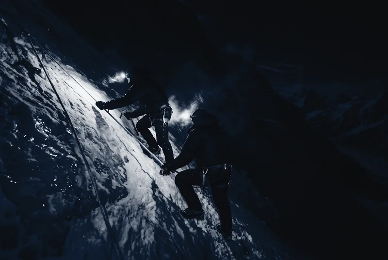 Dawn on a ledge, the Karakoram below